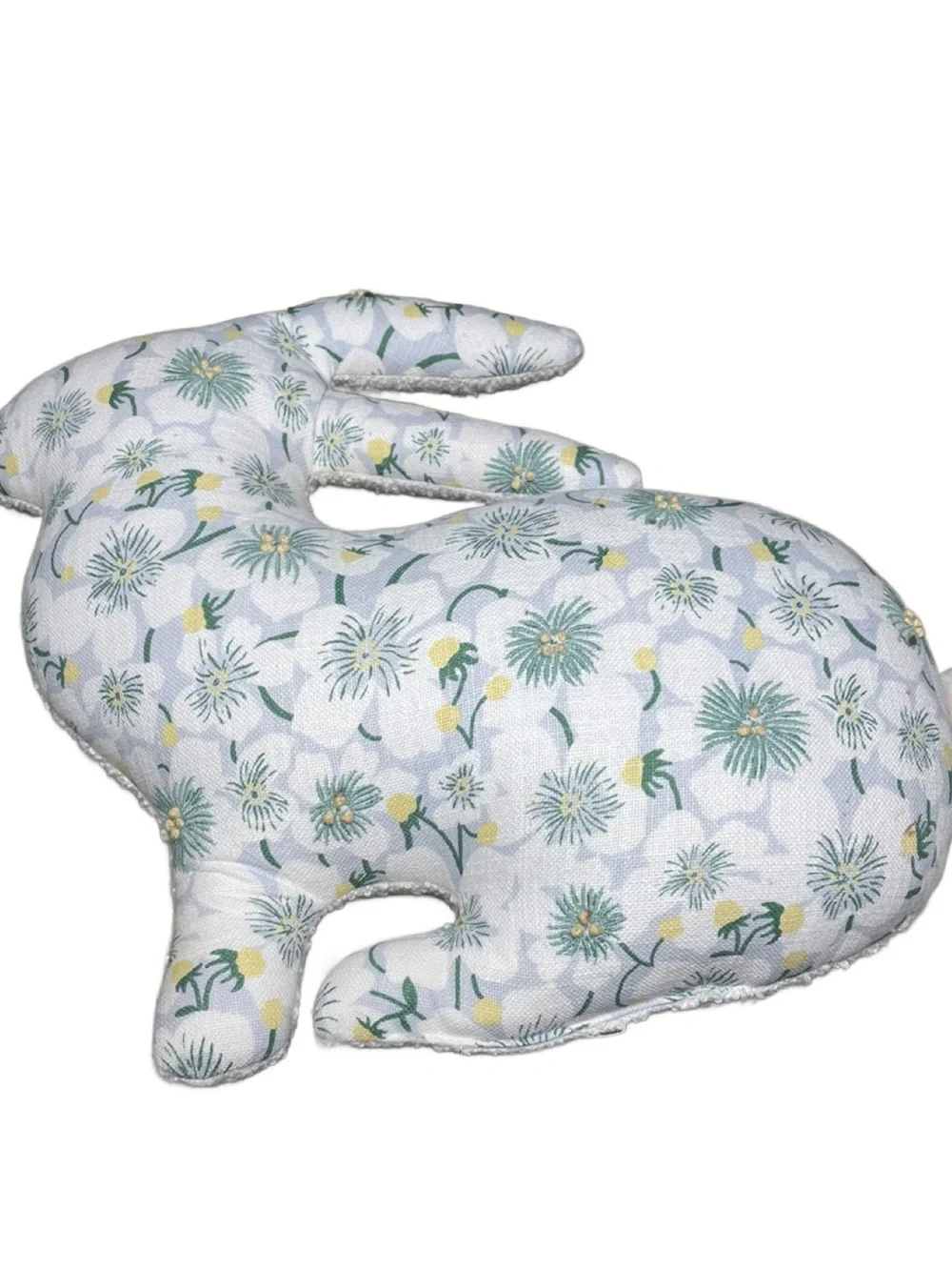 Elegant Floral Bunny Throw Pillow - Cream and Multicolored